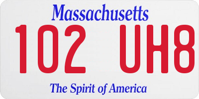 MA license plate 102UH8