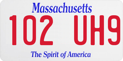 MA license plate 102UH9
