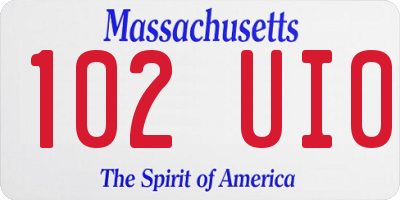 MA license plate 102UI0