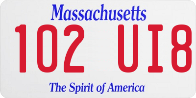 MA license plate 102UI8