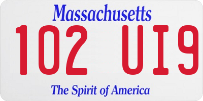 MA license plate 102UI9