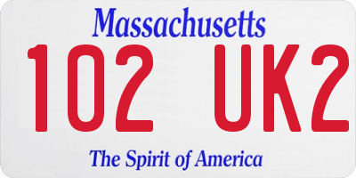 MA license plate 102UK2