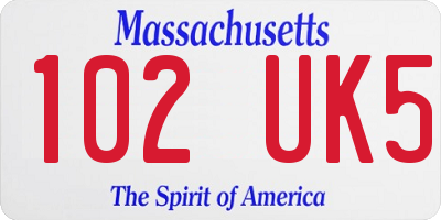 MA license plate 102UK5