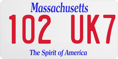 MA license plate 102UK7