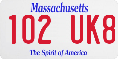 MA license plate 102UK8