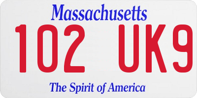 MA license plate 102UK9