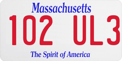 MA license plate 102UL3