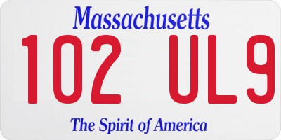 MA license plate 102UL9