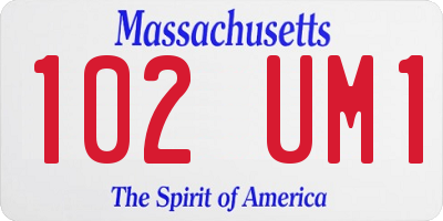 MA license plate 102UM1