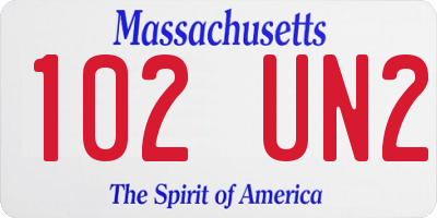 MA license plate 102UN2