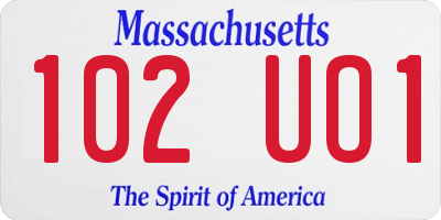 MA license plate 102UO1