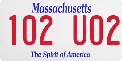 MA license plate 102UO2