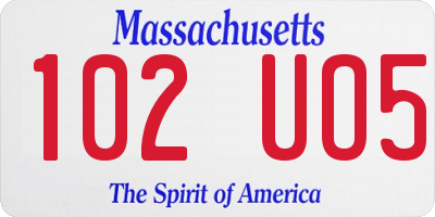MA license plate 102UO5