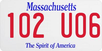 MA license plate 102UO6