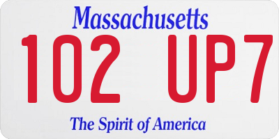 MA license plate 102UP7