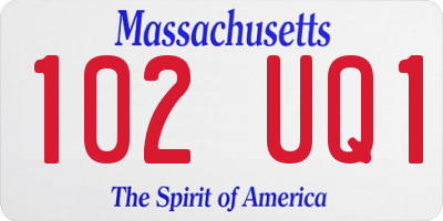 MA license plate 102UQ1