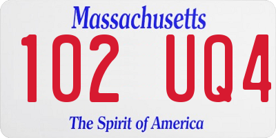 MA license plate 102UQ4