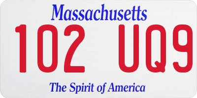 MA license plate 102UQ9