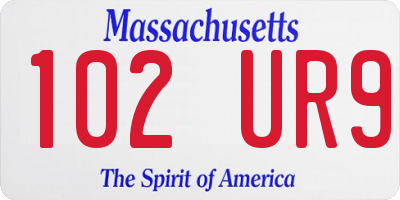 MA license plate 102UR9