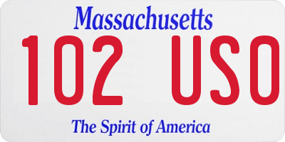 MA license plate 102US0