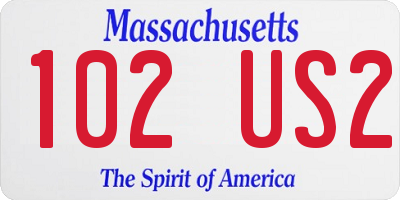 MA license plate 102US2