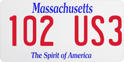 MA license plate 102US3