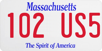 MA license plate 102US5