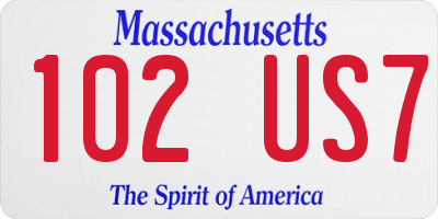 MA license plate 102US7