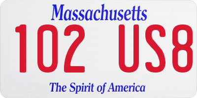 MA license plate 102US8