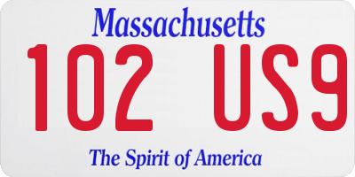 MA license plate 102US9