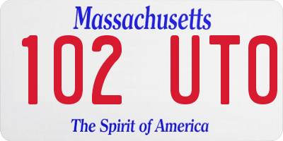 MA license plate 102UT0