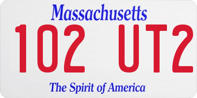 MA license plate 102UT2