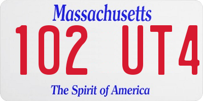 MA license plate 102UT4