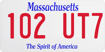 MA license plate 102UT7
