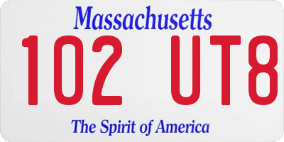 MA license plate 102UT8