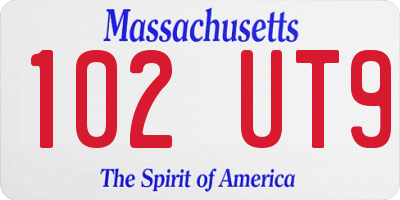 MA license plate 102UT9