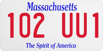 MA license plate 102UU1