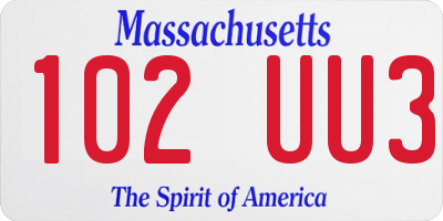 MA license plate 102UU3