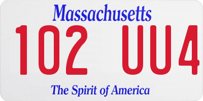 MA license plate 102UU4