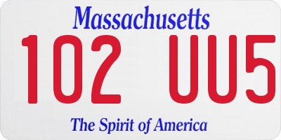 MA license plate 102UU5