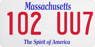 MA license plate 102UU7