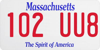 MA license plate 102UU8