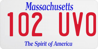 MA license plate 102UV0