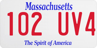 MA license plate 102UV4