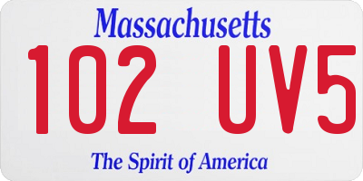 MA license plate 102UV5