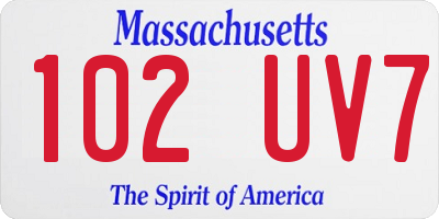 MA license plate 102UV7