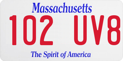 MA license plate 102UV8