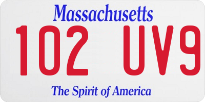 MA license plate 102UV9