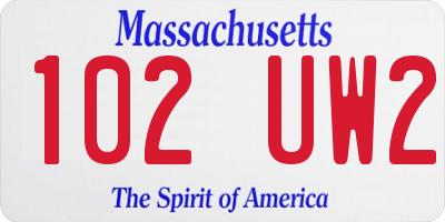 MA license plate 102UW2
