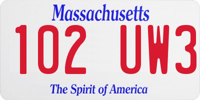 MA license plate 102UW3